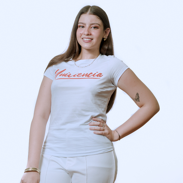 Camiseta blanca dama estampado amarillo